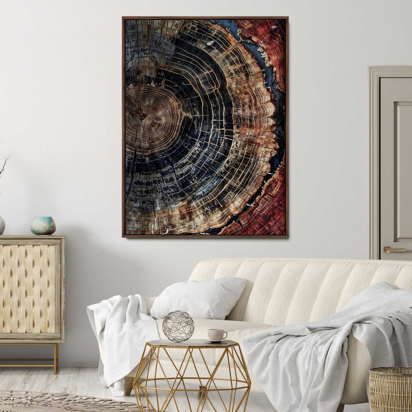 Framed Tree Rings Picture Print, Framed Wood Grain Art Picture Print, Rustic Texture Perfect Rustic Nature Decor, Framed Tree Rings Print