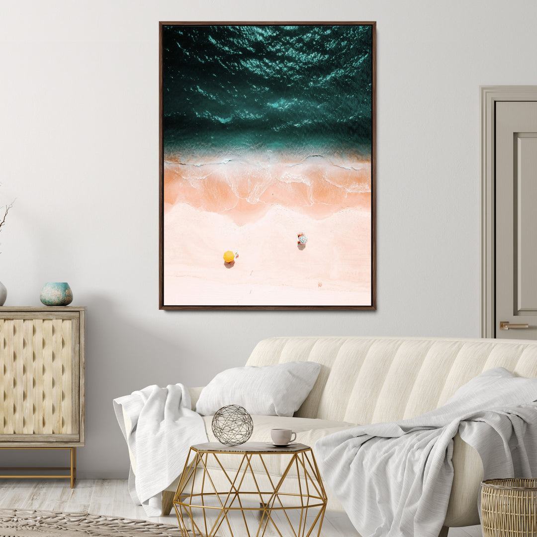 Tropical Relaxation Wall Art Canvas Print, Framed Coastal Vibes Art Picture Print, Ocean Aesthetic Coastal Minimalist Art Wall Decor Artwork