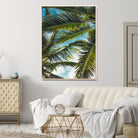 Palm Leaves Wall Art Canvas Print, Framed Tropical Vibes Art Picture Print, Green Foliage Perfect Tropical Boho Decor Artwork