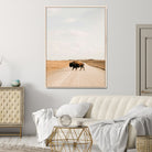 63874278-MGV-FC-24X36_Natural-Bison Crossing Wall Art Canvas Print, Framed Western Landscape Art Picture Print, Prairie Road Perfect Modern Ranch Decor Decor Artwork