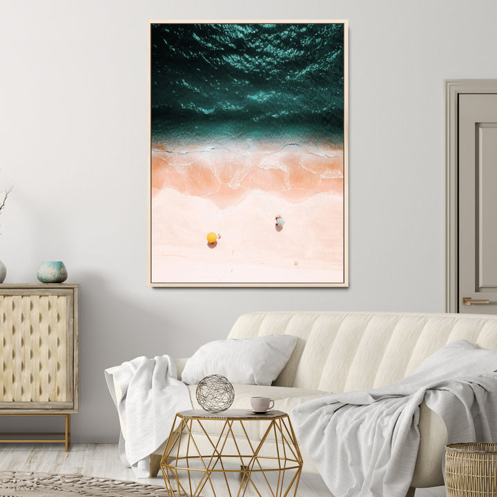 Tropical Relaxation Wall Art Canvas Print, Framed Coastal Vibes Art Picture Print, Ocean Aesthetic Coastal Minimalist Art Wall Decor Artwork