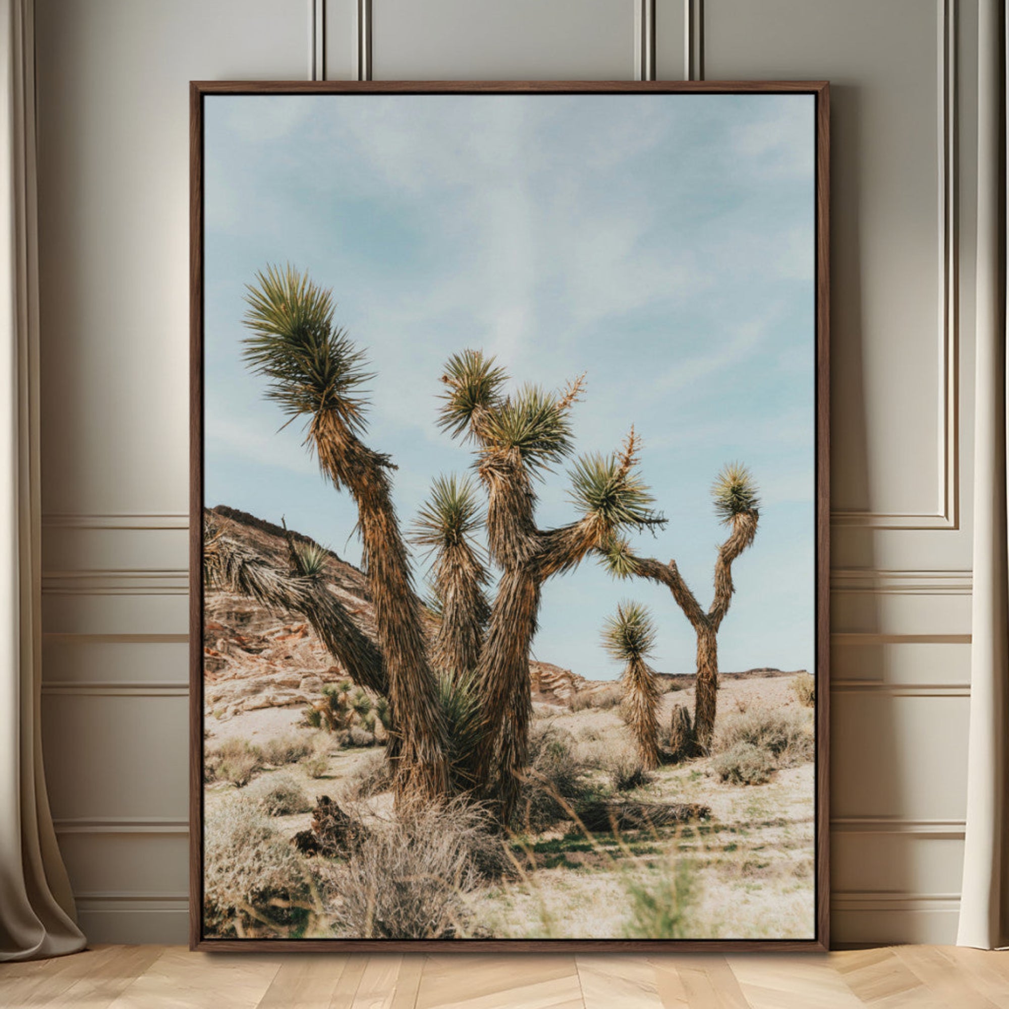 95224550-MGV-FC-24X36_Walnut-Joshua Tree Desert Canvas Print Southwestern Boho Landscape Wall Art Rustic Nature Scene for Home, Office Decor