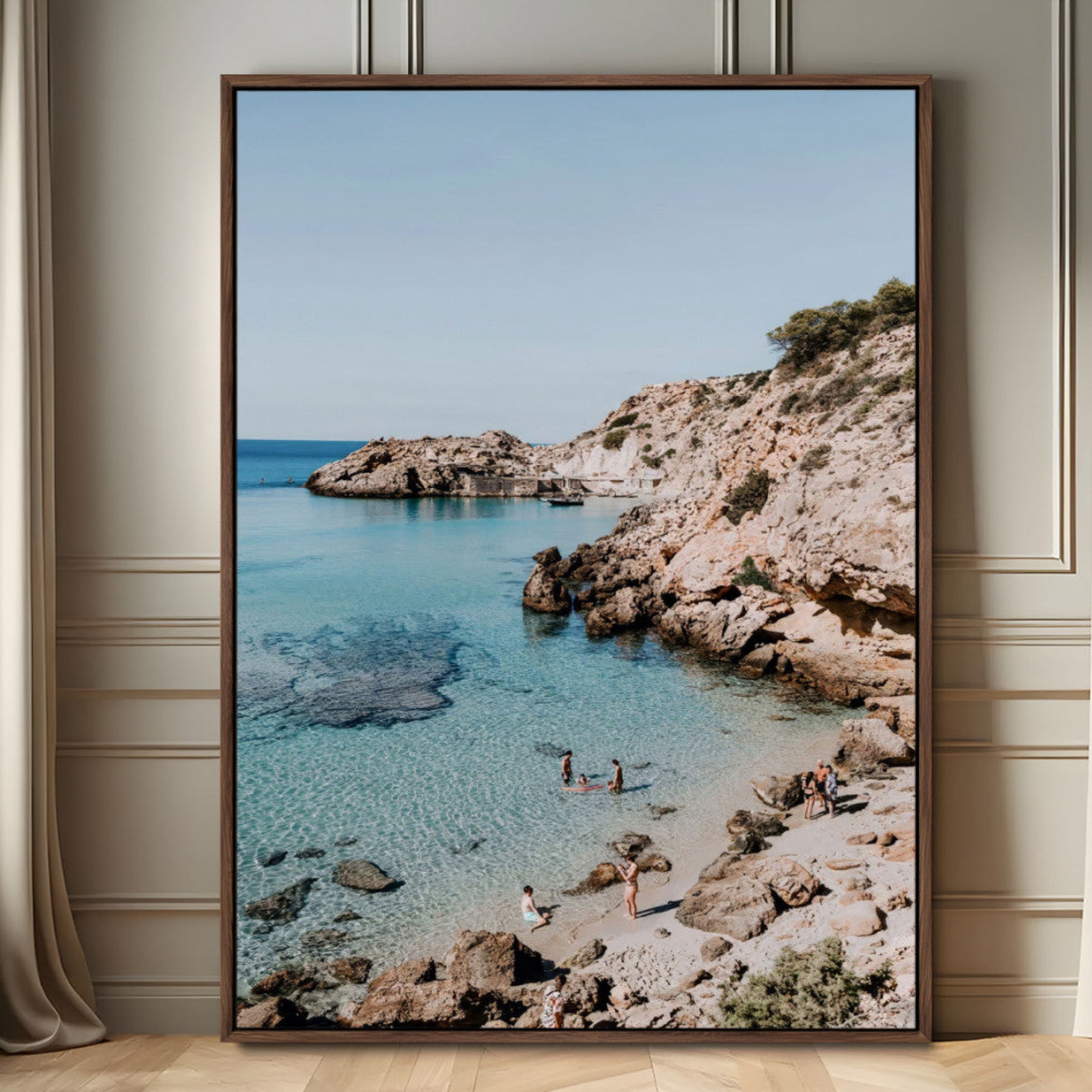 MGV-FC-24X36 - Clear Blue Water Beach Canvas Wall Art – Rocky Cove Seaside Decor, Summer Vacation Coastal