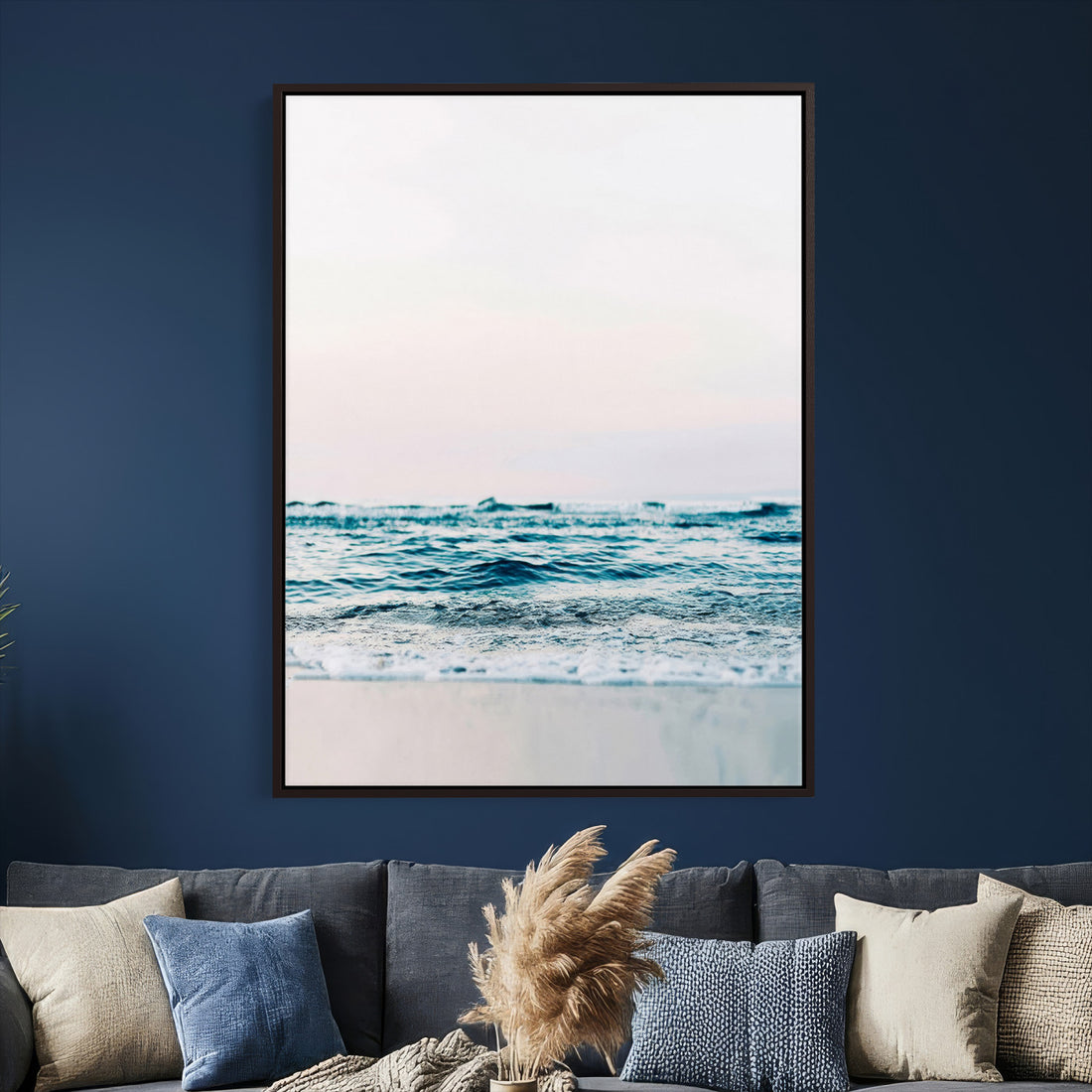 Minimal Ocean Wave Wall Art Canvas Print | Coastal Seascape