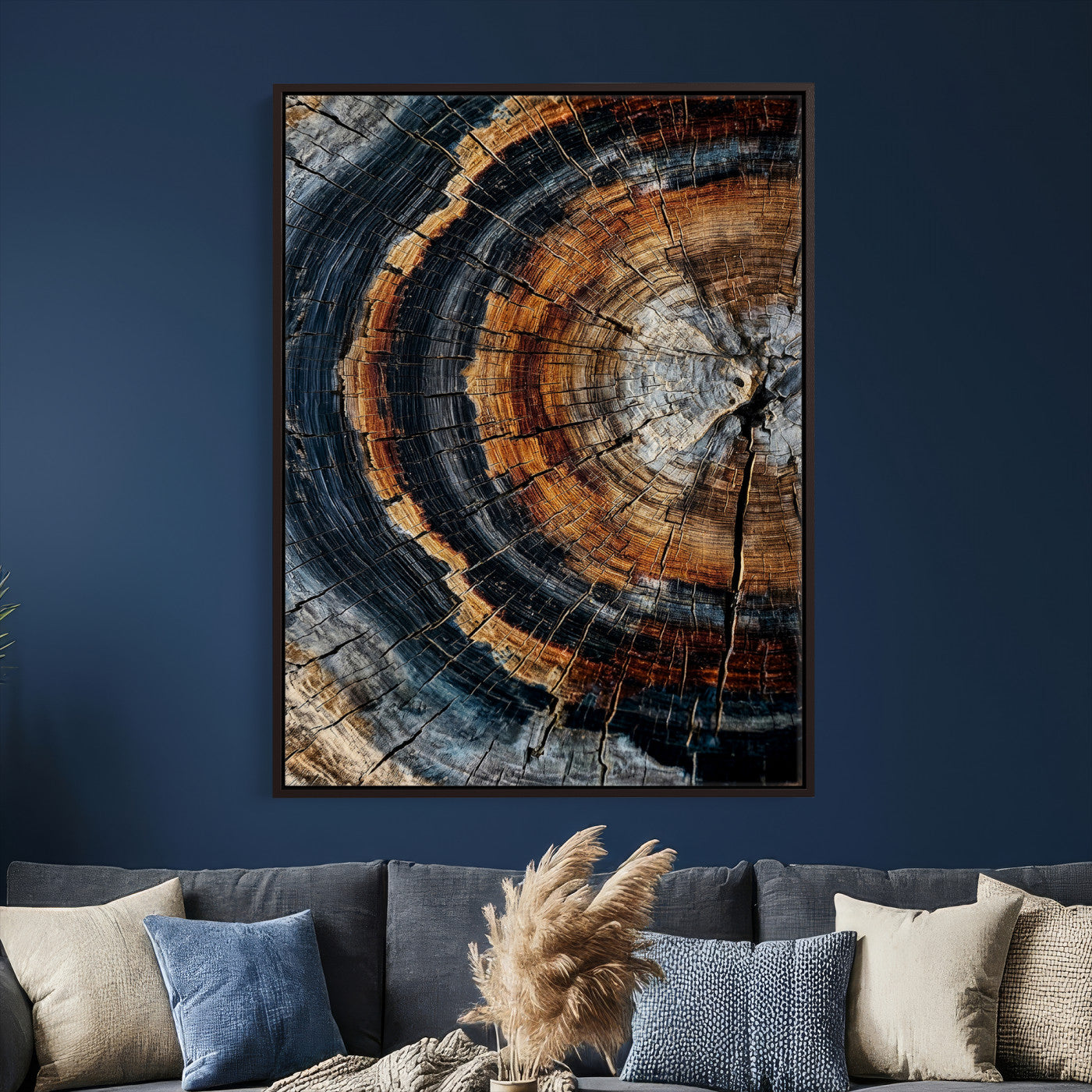 92693966B-MGV-CV-24X36 - Abstract Wood Grain Canvas Print, Tree Ring Pattern Wall Art, Framed Canvas Ready to Hang