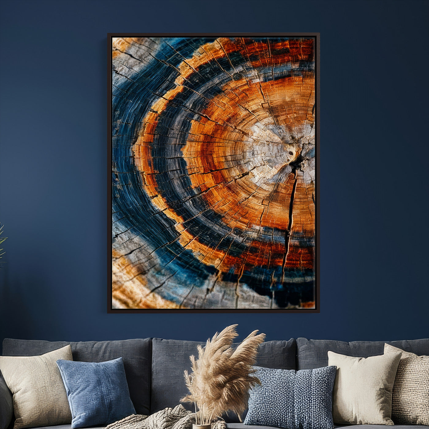 92693966C-MGV-CV-24X36 - Abstract Wood Grain Canvas Print, Tree Ring Pattern Wall Art, Framed Canvas Ready to Hang
