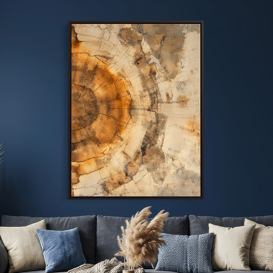 Abstract Wood Ring Wall Art Canvas Print, Natural Tree Ring Artwork for Rustic and Organic Decor