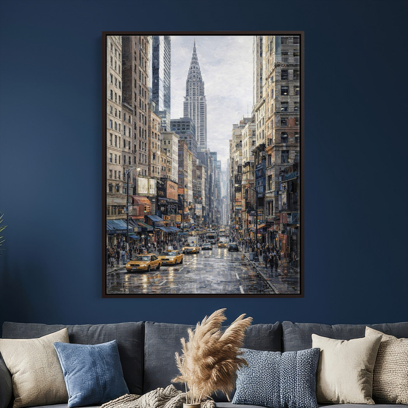 37693299-MGV-CV-24X36 - Chrysler Building New York Wall Art Canvas Print, Abstract NYC Street Painting Canvas Print, Modern Manhattan City Artwork for Living Room Decor