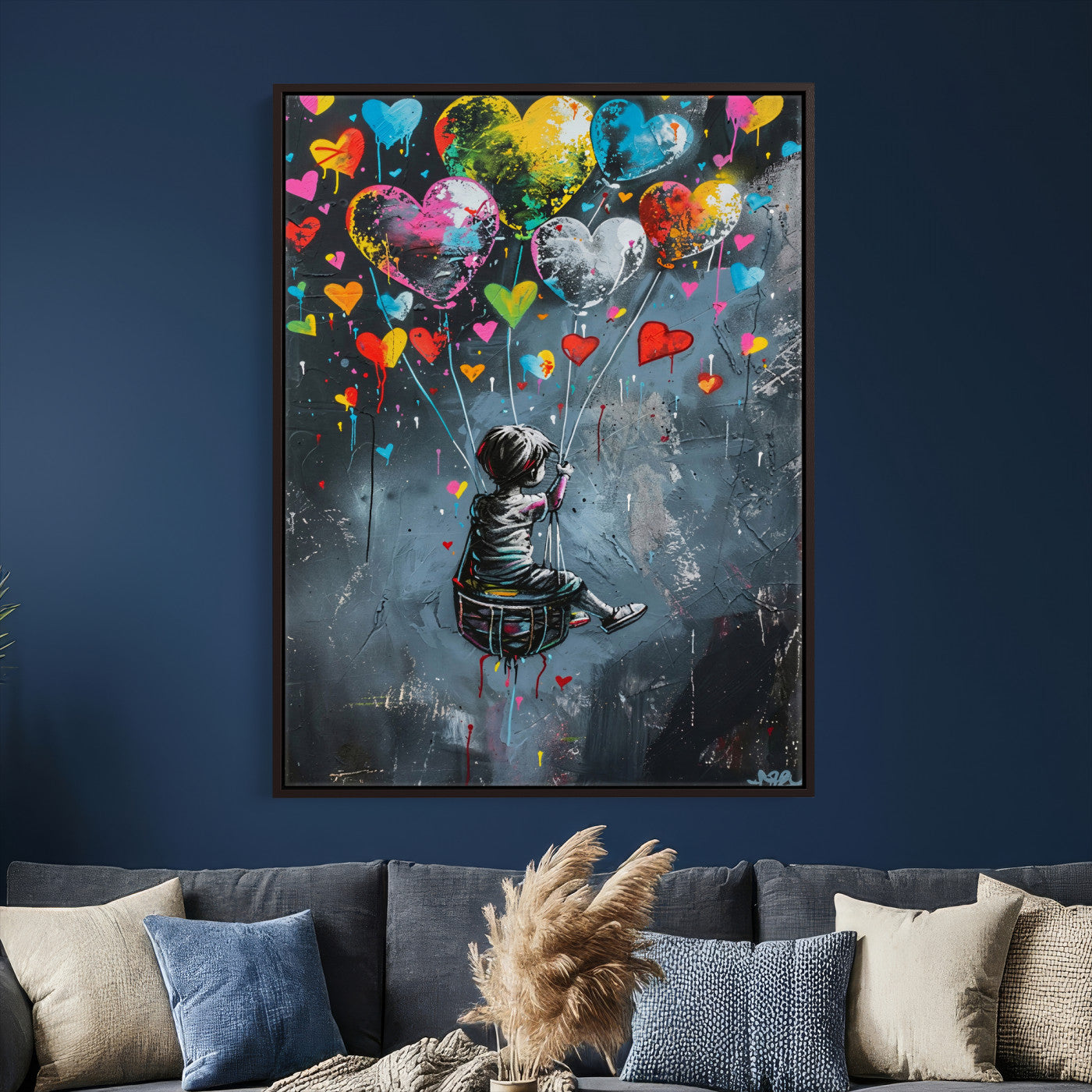 3812625445543-MGV-CV-24X36 - Banksy Balloon Canvas,Banksy Grafitti Art, Balloon Poster, Banksy Art, Wall Art Canvas Design, Ready To Hang Decoration,Wall Art