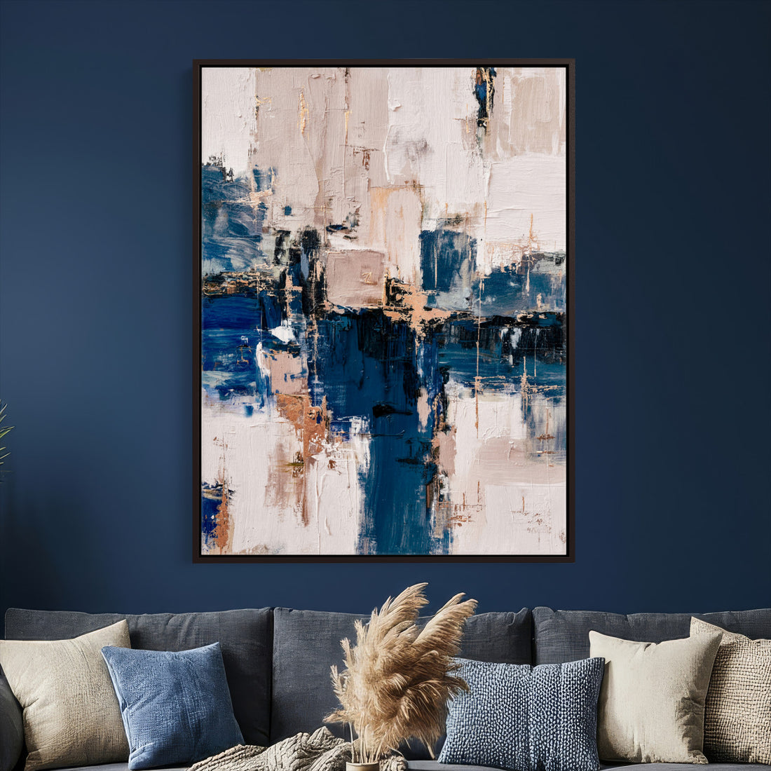 Abstract Navy Blue Wall Art Canvas Print