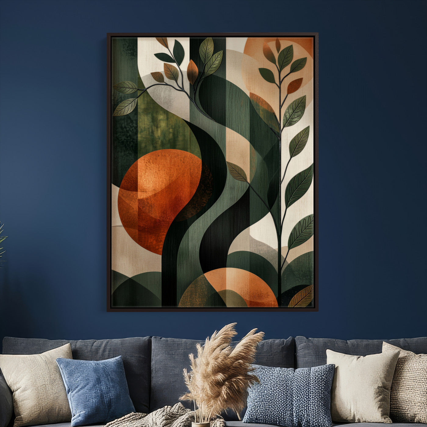 82797335-MGV-CV-24X36 - Abstract Green Flowers Wall Art Canvas Print