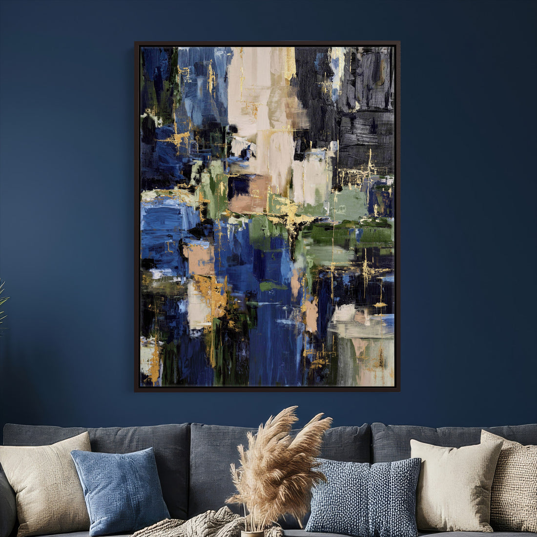 Abstract Dark Blue Wall Art Canvas Print
