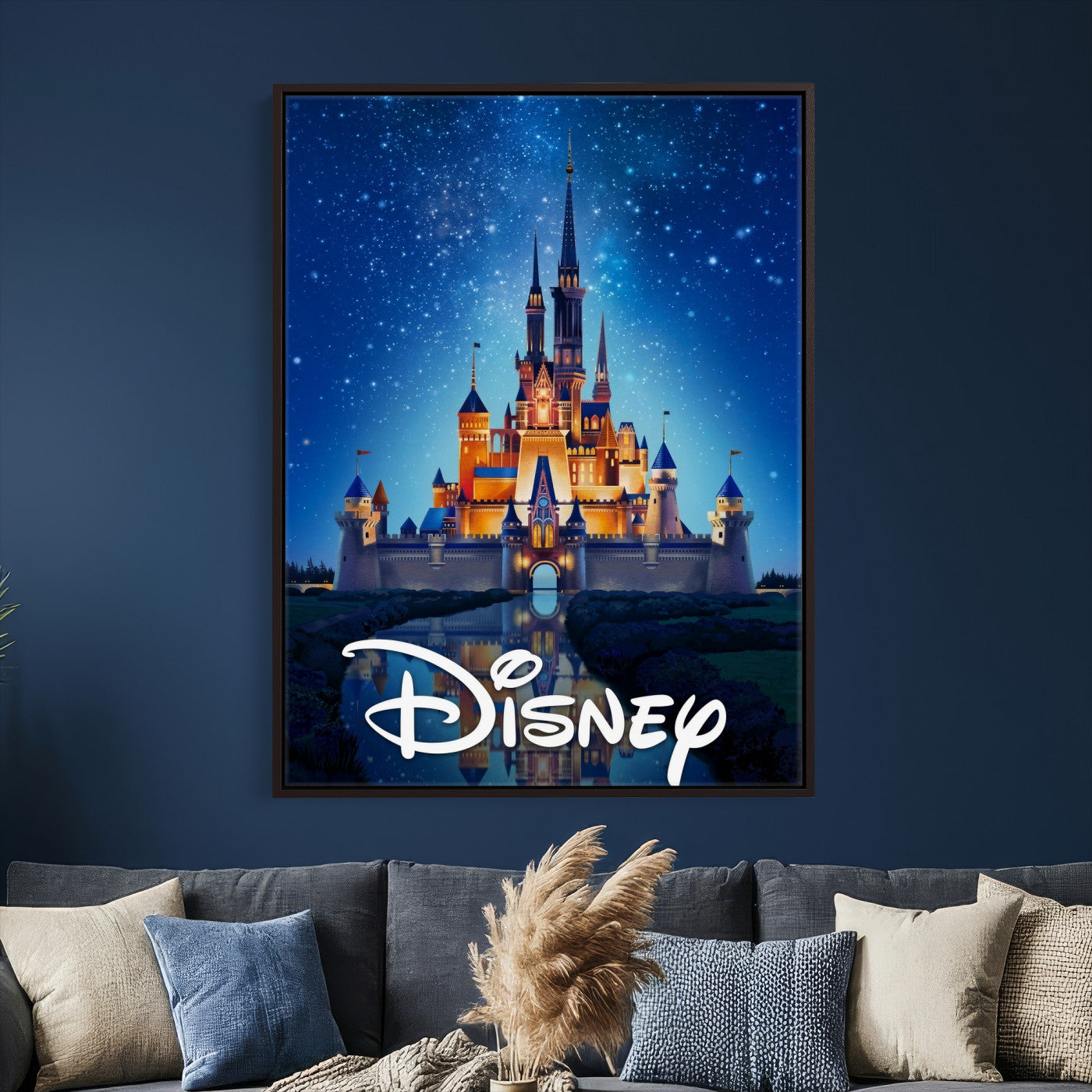 79435DS-MGV-CV-24X36 - Disney Castle Wall Art – Framed Magic Kingdom Canvas Artwork, Fairytale Design, Kids Room Fantasy Decor for Home, Office