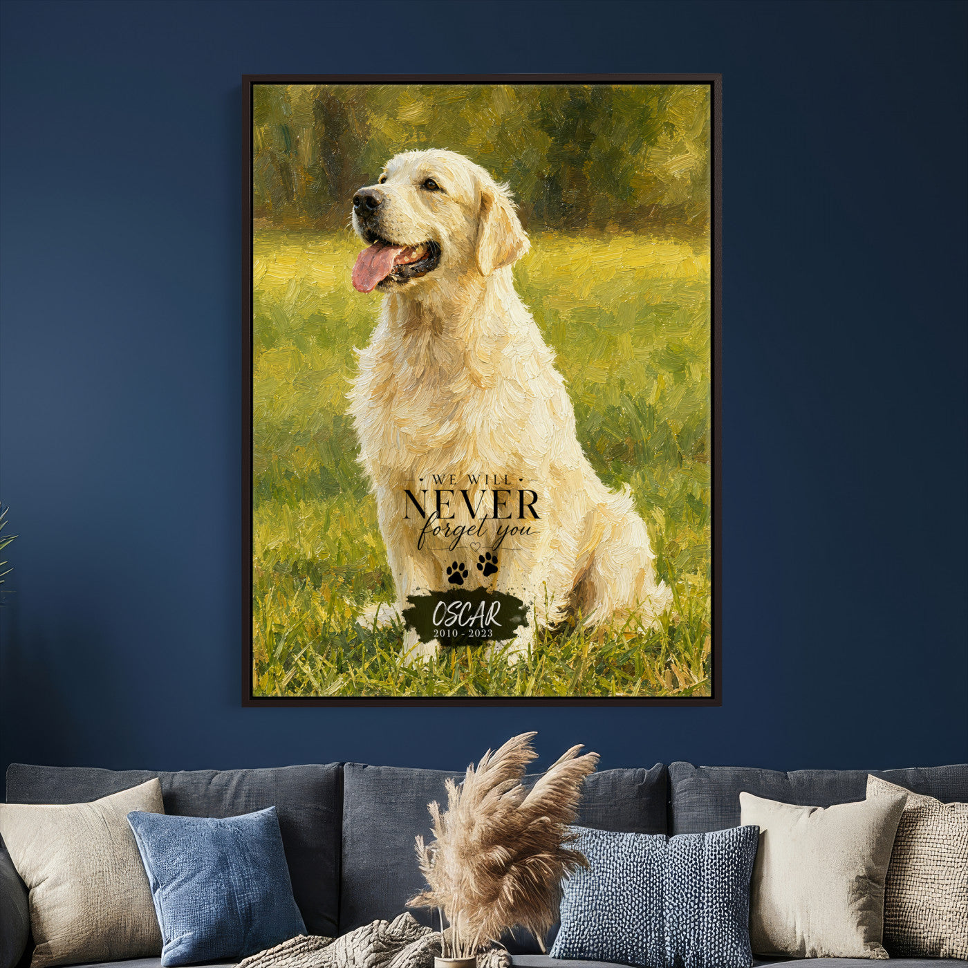 38460512V3-MGV-CV-24X36 - Pet Memorial Wall Art Canvas Print, Custom Dog Memorial Portrait, Personalized Angel Pet Loss Gift, Angel Wings Puppy Print