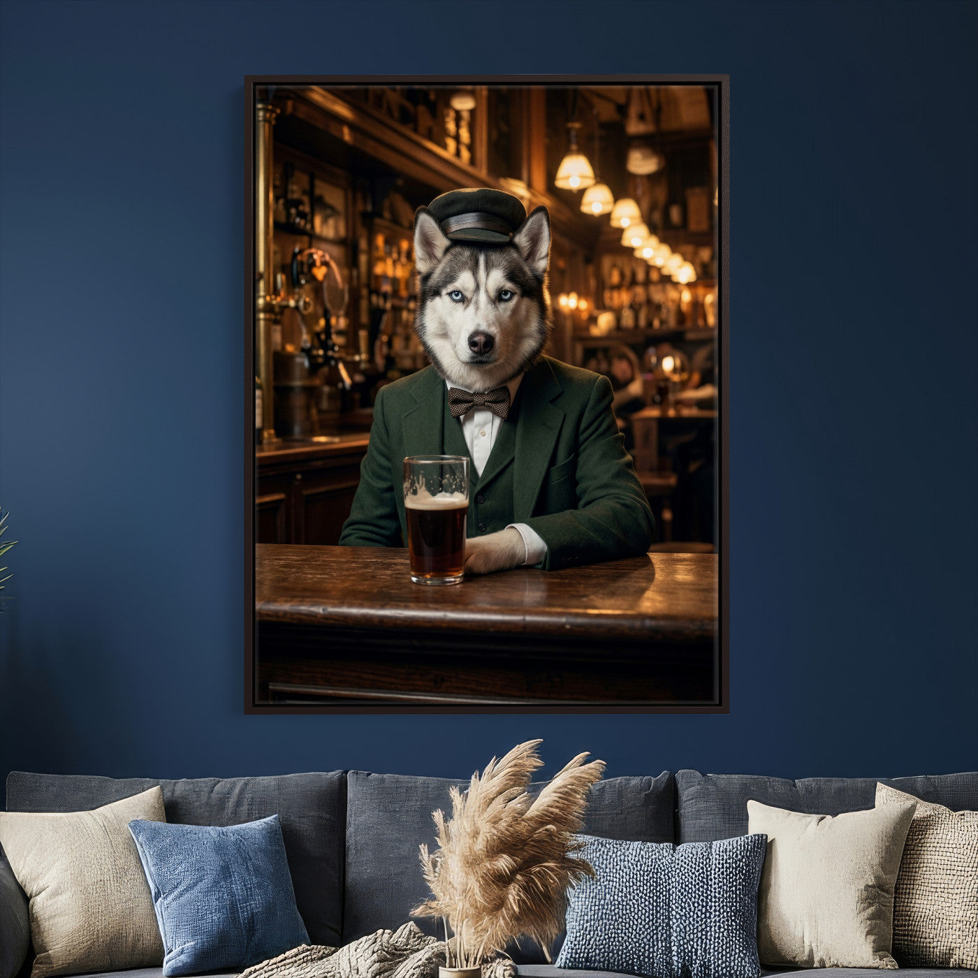 38460512H3-MGV-CV-24X36 - Custom Pet Portrait Canvas, Your Dog or Cat as a Dapper Human Character, Funny Personalized Animal Art