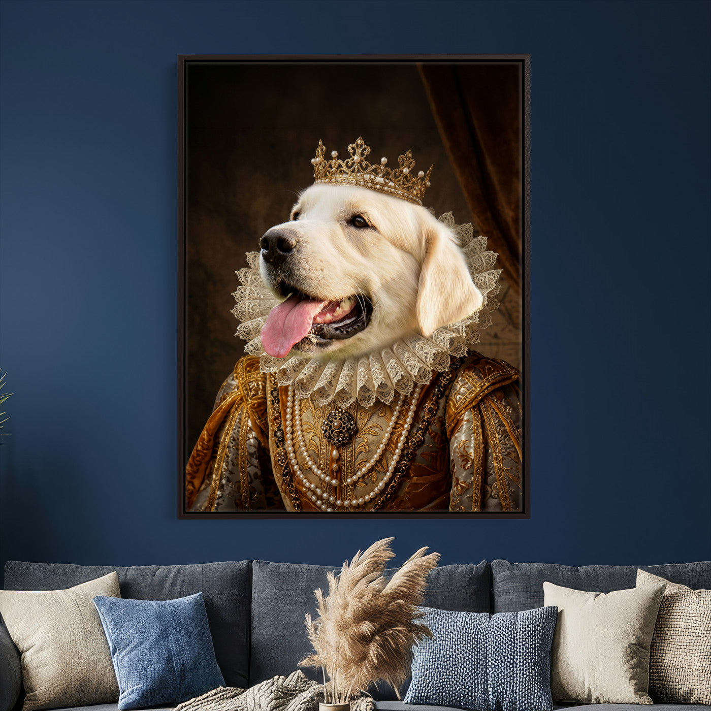 38460512L1-MGV-CV-24X36 - Custom Royal Pet Portrait Canvas, Your Dog or Cat as Queen King Aristocrat, Personalized Regal Animal Art