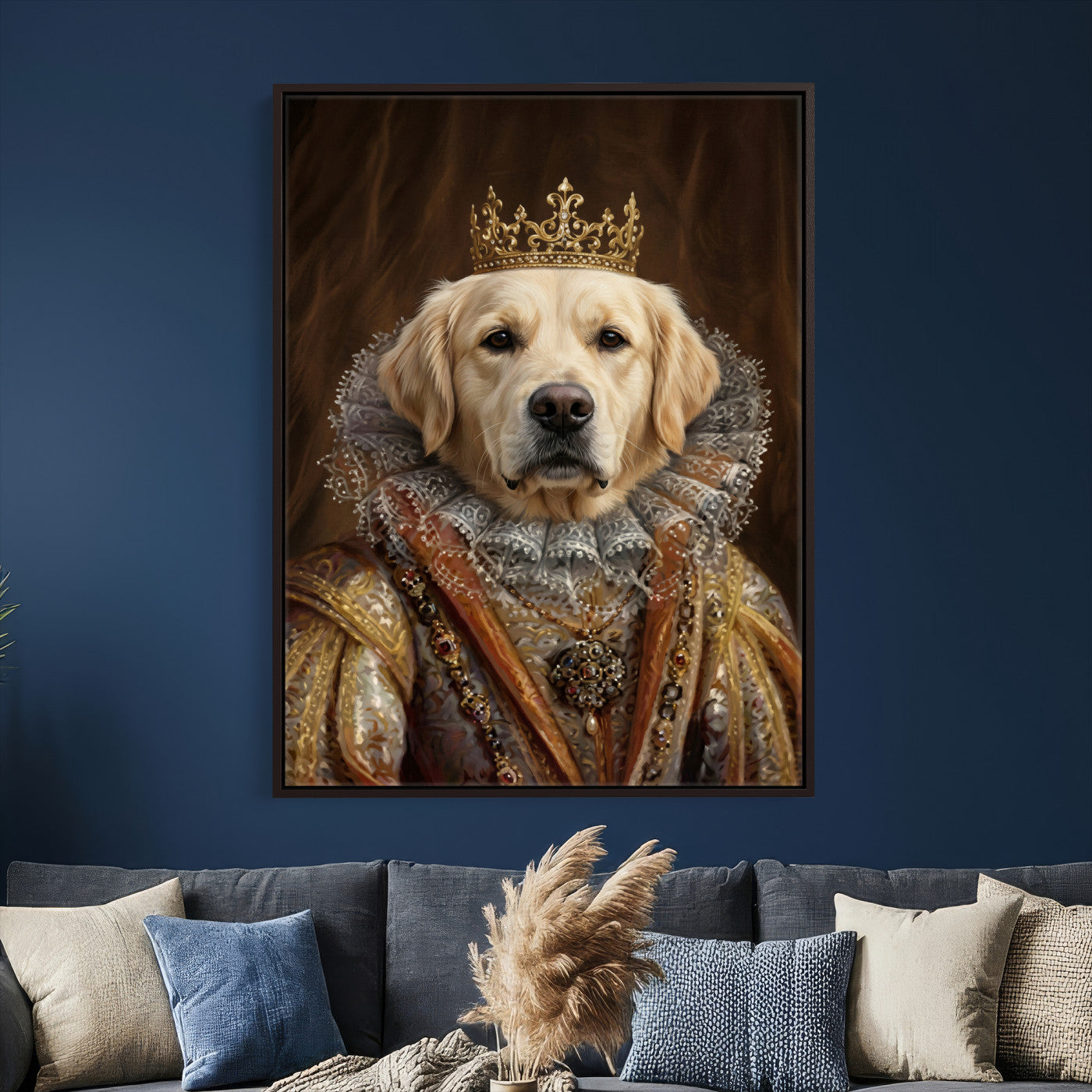 38460512L2-MGV-CV-24X36 - Custom Royal Pet Portrait Canvas, Your Dog or Cat as Queen King Aristocrat, Personalized Regal Animal Art