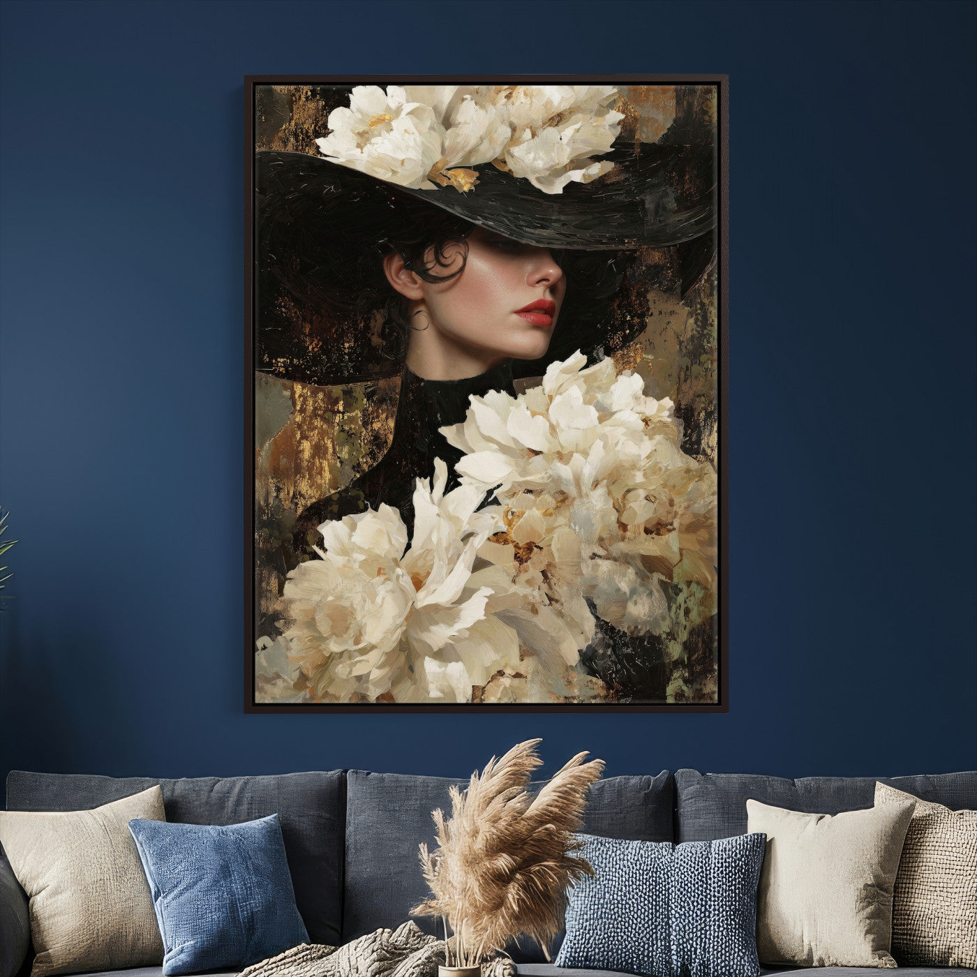 34147087-MGV-CV-24X36 - Glamour Woman Portrait Canvas Wall Art, Elegant Patel Women Portrait Print