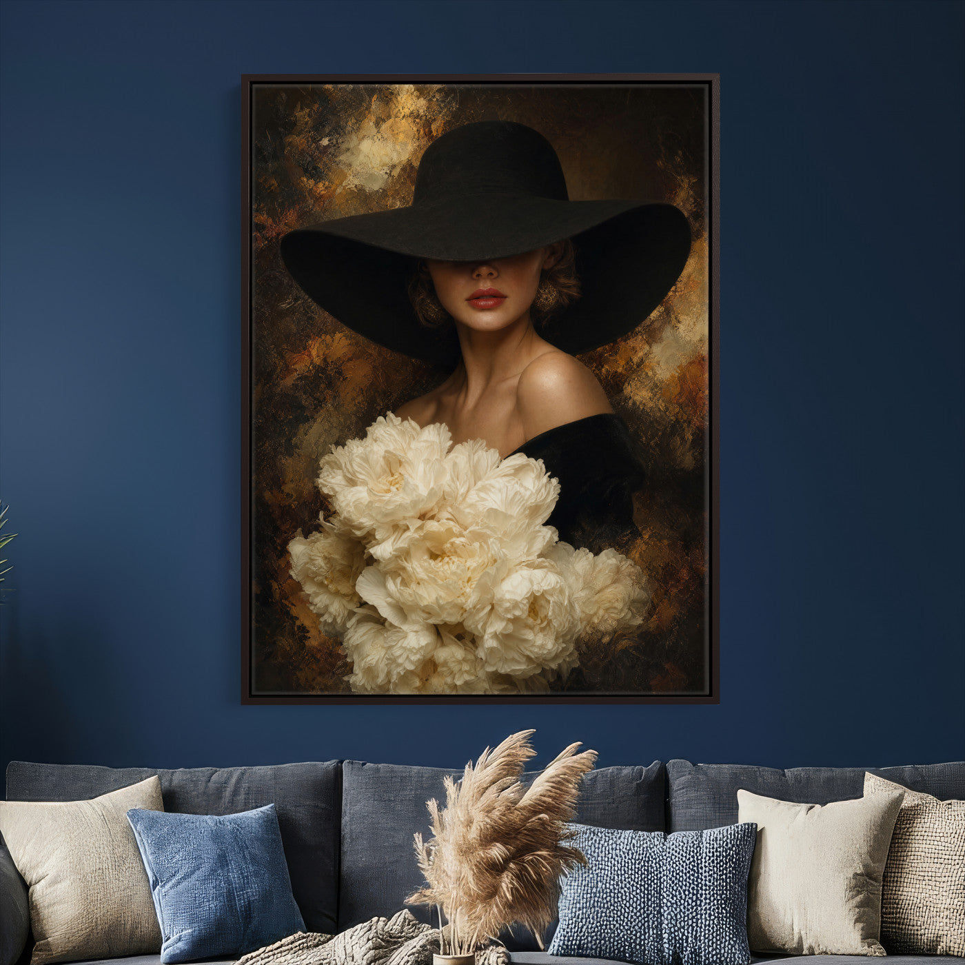 63967705-MGV-CV-24X36 - Glamour Woman Portrait Canvas Wall Art, Elegant Patel Women Portrait Print