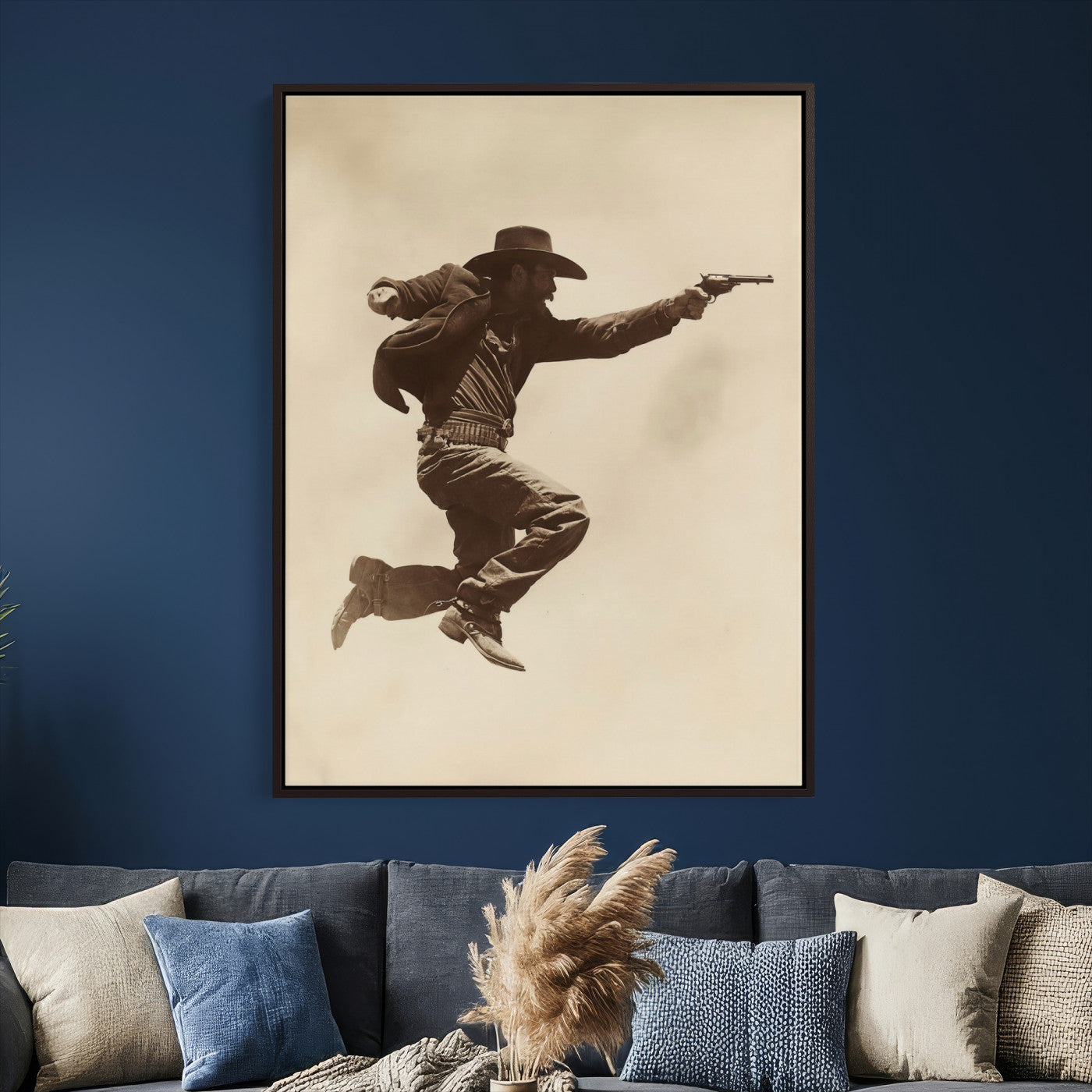 94461975G-MGV-CV-24X36 - Vintage Cowboy Wall Art Canvas Print, Western Gunfighter Decor