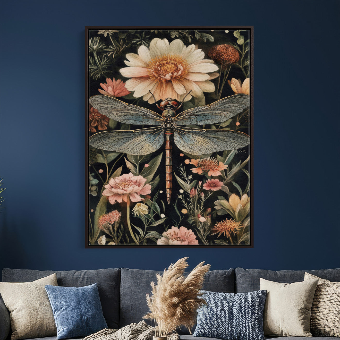 42409493-MGV-CV-24X36 - William Morris Style Prints Canvas Wall Art Lnner Framed, Vintage Bee Botanical Floral Wall Art Decor Pictures for Livingroom, Animals Pictures Decor Artwork