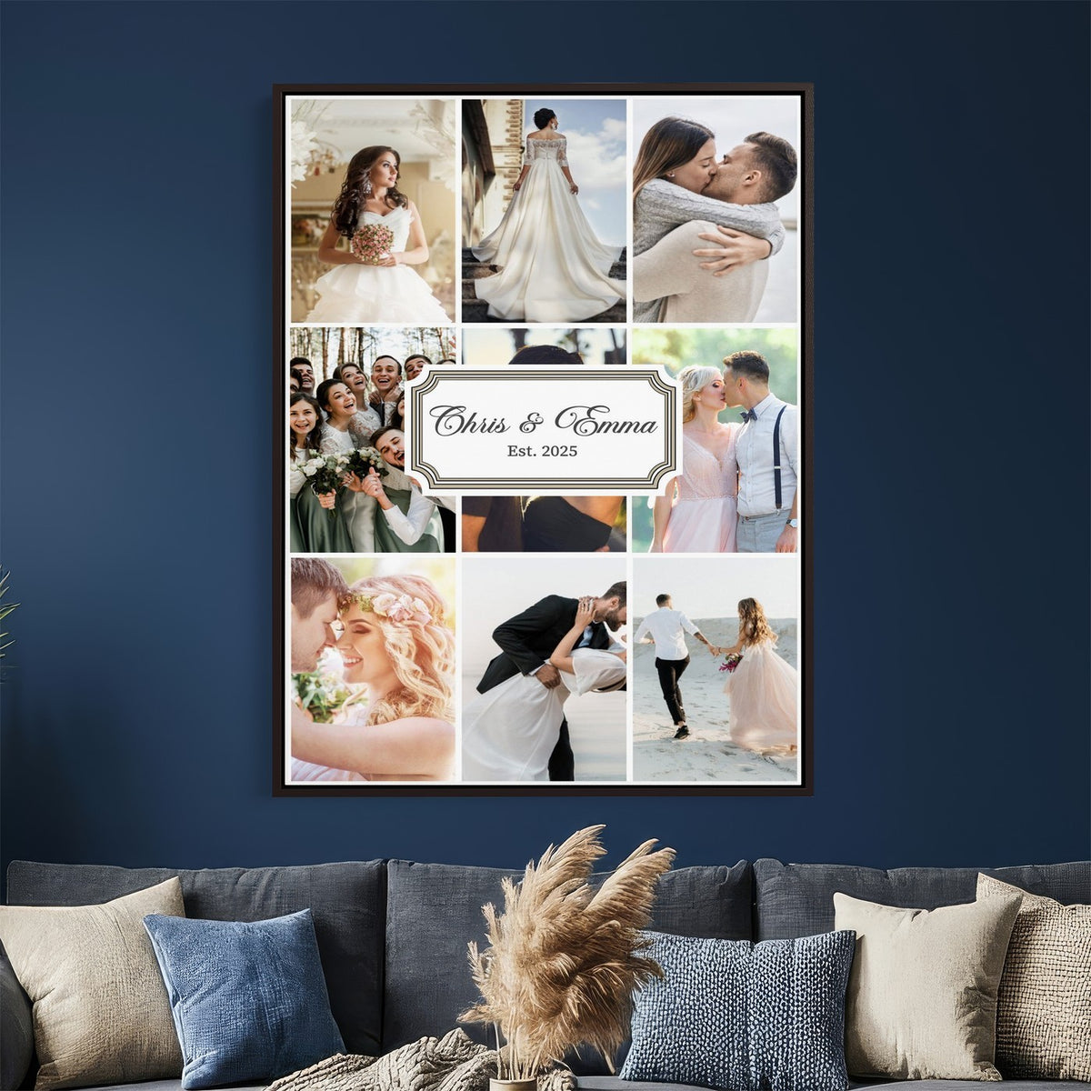 Personalized Wedding Photo Collage Canvas Print, Custom Couple Gift