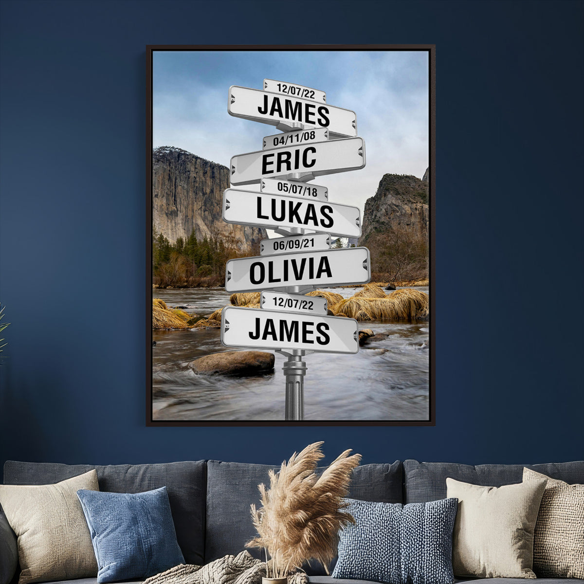 96475288-_Poster-30x20 - Personalized Street Sign Canvas Wall Art, Custom Family Names Signpost Print
