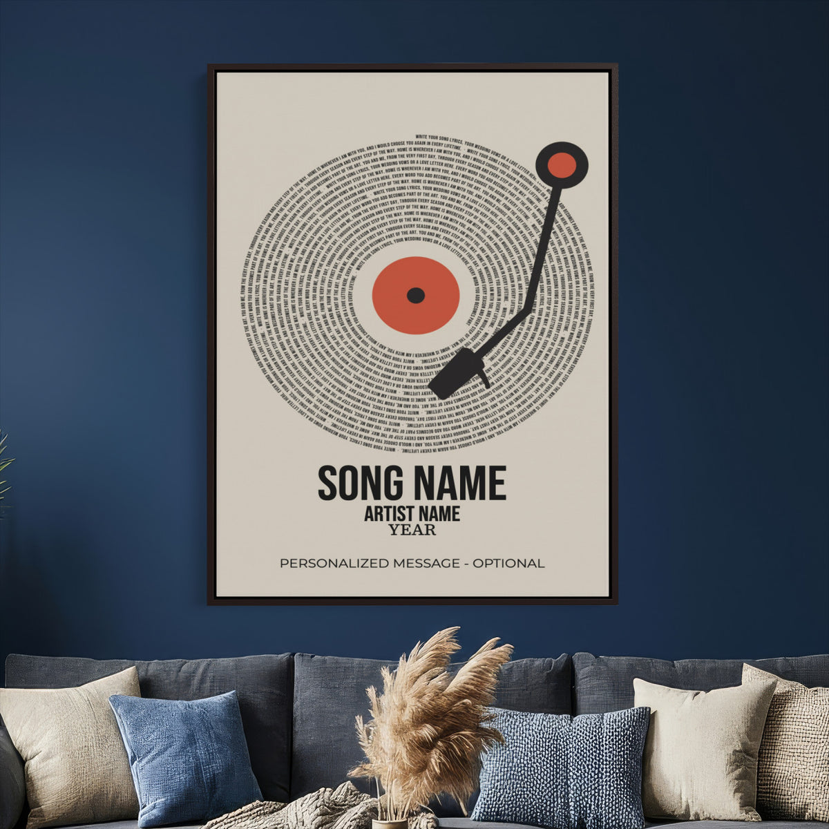 96475288Plak-_Poster-30x20 - Song Lyrics Record Canvas Print – Personalized Vinyl Style Photo Wall Art