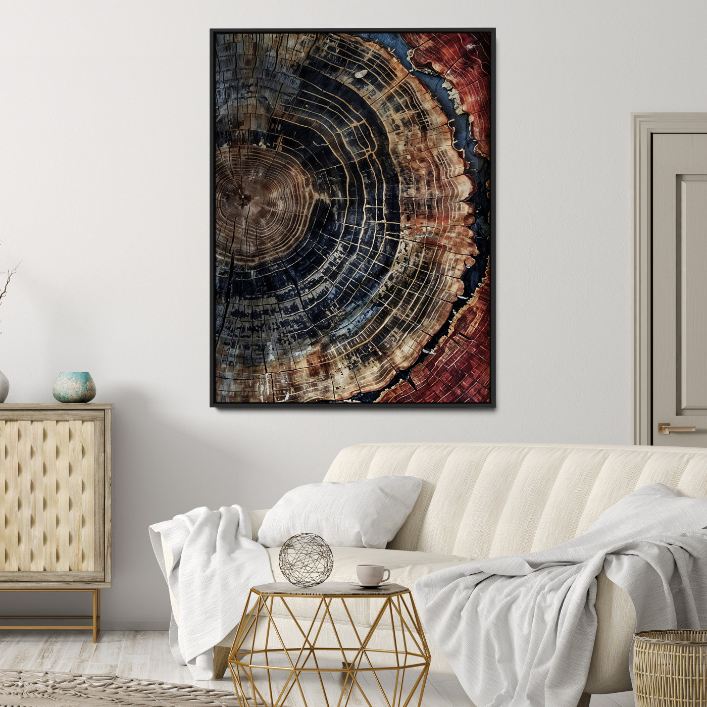 Framed Tree Rings Picture Print, Framed Wood Grain Art Picture Print, Rustic Texture Perfect Rustic Nature Decor, Framed Tree Rings Print