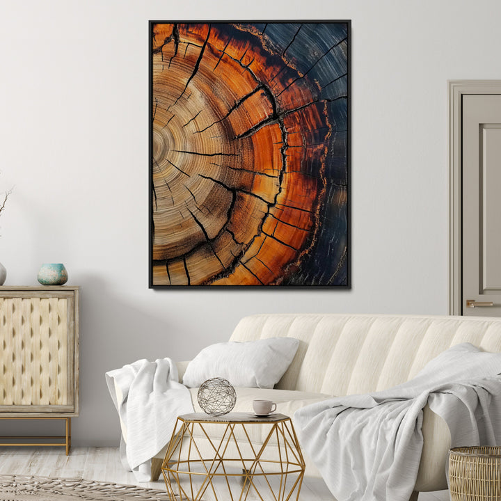 Wood Texture Wall Art Canvas Print, Framed Rustic Nature Art Picture Print, Earthy Tones Perfect Modern Rustic Decor Artwork