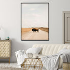 63874278-MGV-CV-24X36-Bison Crossing Wall Art Canvas Print, Framed Western Landscape Art Picture Print, Prairie Road Perfect Modern Ranch Decor Decor Artwork
