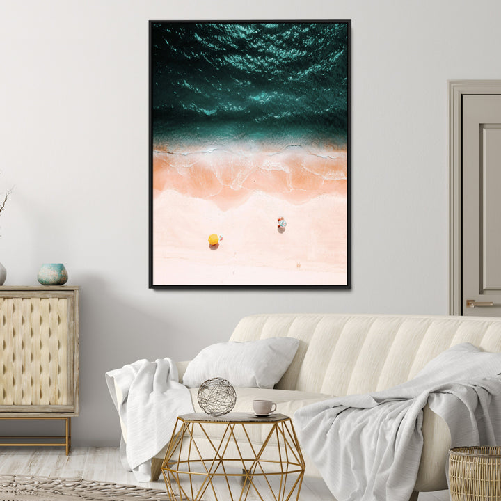 Tropical Relaxation Wall Art Canvas Print, Framed Coastal Vibes Art Picture Print, Ocean Aesthetic Coastal Minimalist Art Wall Decor Artwork