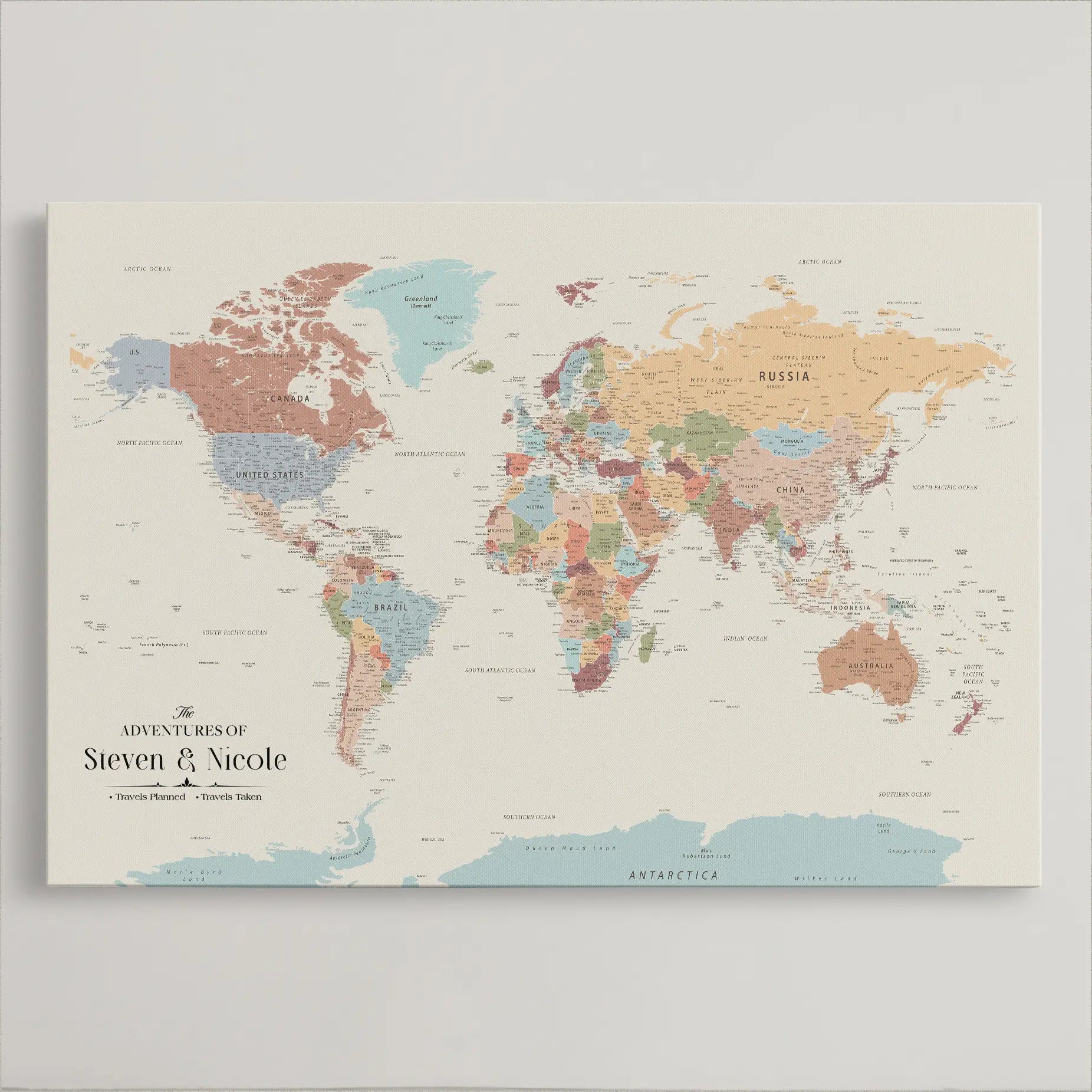 45566494-MGV-CV-36X24-Push Pin Framed World Map Personalized Canvas for Travel Adventures Custom Anniversary Gift Memory Tracker for Home or Office
