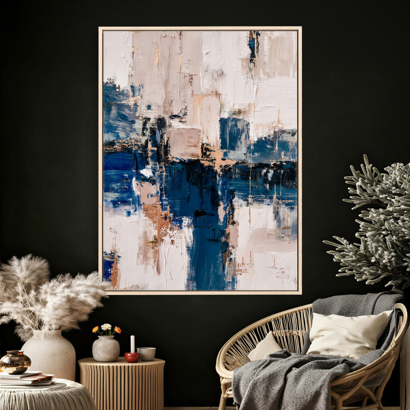 33344787-MGV-CV-24X36 - Abstract Navy Blue Wall Art Canvas Print