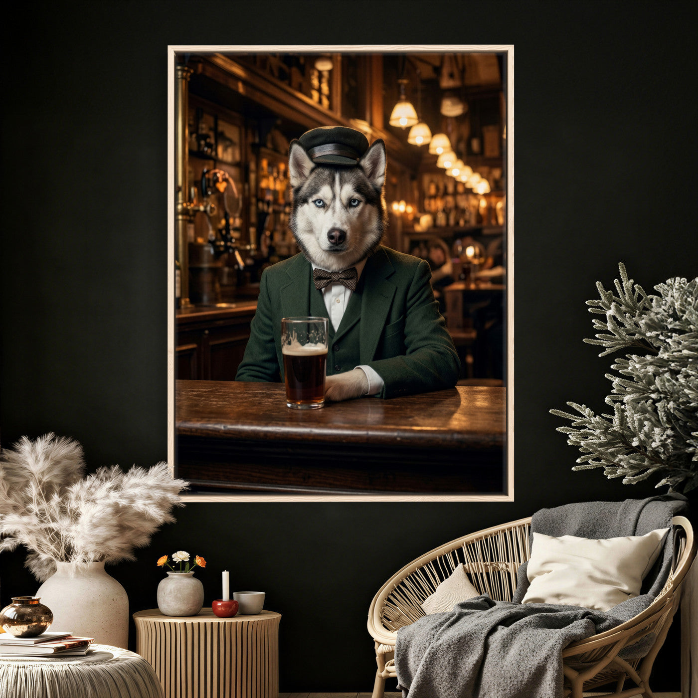 38460512H3-MGV-CV-24X36 - Custom Pet Portrait Canvas, Your Dog or Cat as a Dapper Human Character, Funny Personalized Animal Art