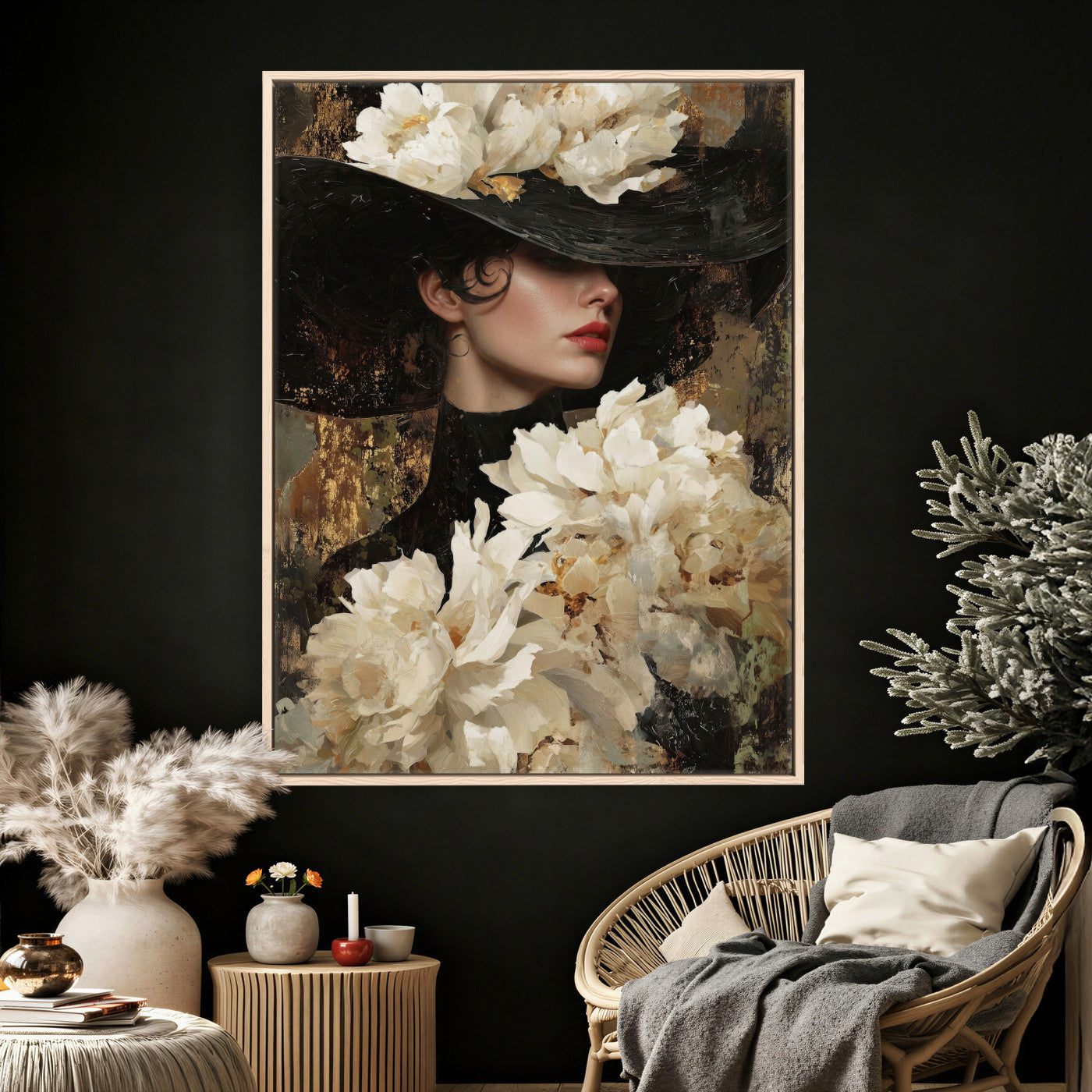 34147087-MGV-CV-24X36 - Glamour Woman Portrait Canvas Wall Art, Elegant Patel Women Portrait Print