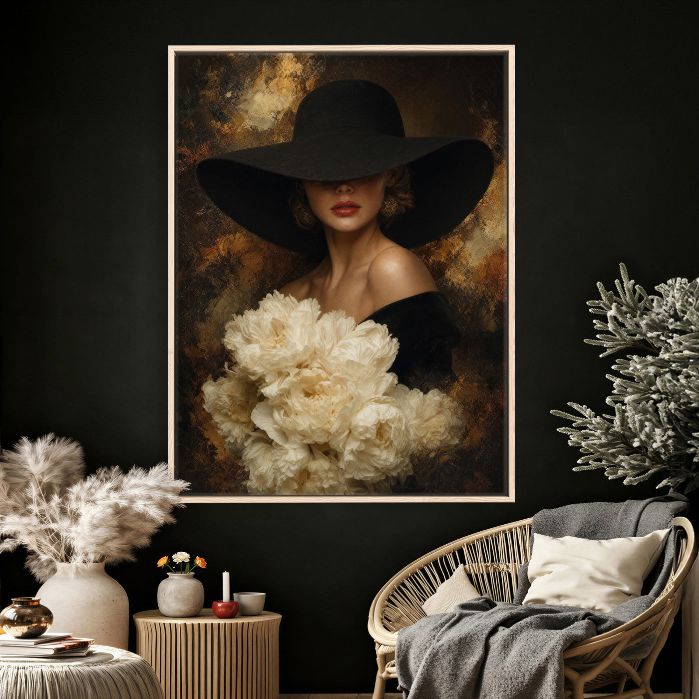 63967705-MGV-CV-24X36 - Glamour Woman Portrait Canvas Wall Art, Elegant Patel Women Portrait Print