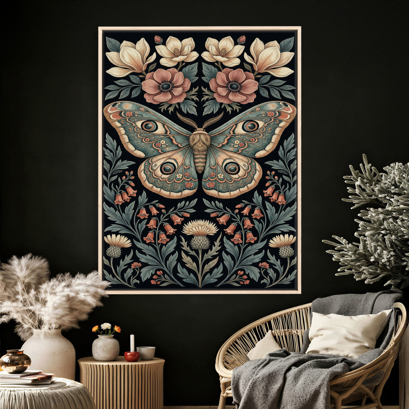 53492618-MGV-CV-24X36 - William Morris Style Prints Canvas Wall Art Lnner Framed, Vintage Bee Botanical Floral Wall Art Decor Pictures for Livingroom, Animals Pictures Decor Artwork