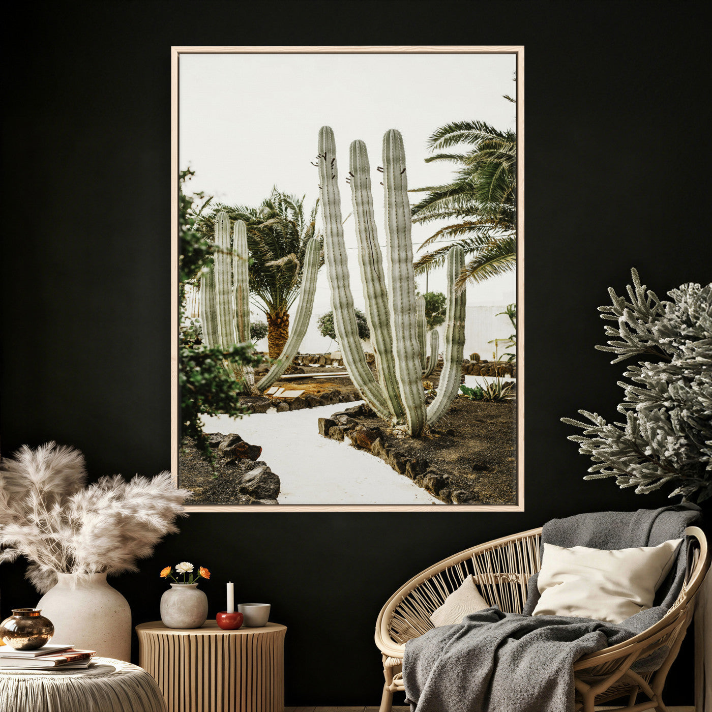 10167832-MGV-CV-24X36 - Cactus Garden Lanzarote Spain Wall Art Canvas Print - Cesar Manrique Desert Oasis Painting