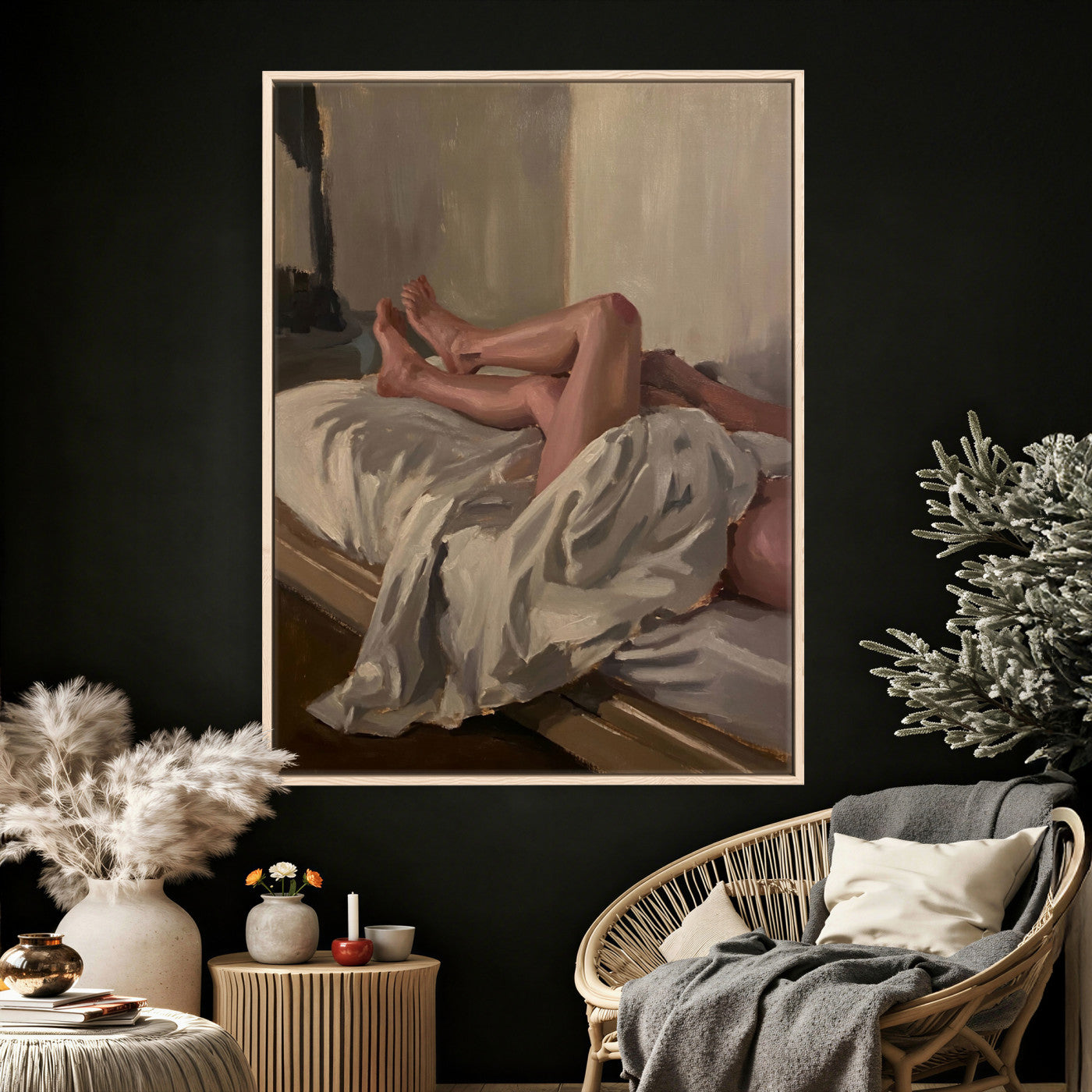 32200836-MGV-CV-24X36 - Gay Love in Bed Wall Art Canvas Print - Mood Impressionist Oil Painting Fine Art