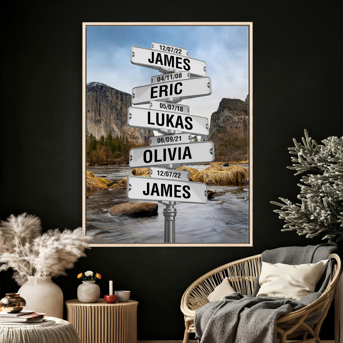96475288-_Poster-30x20 - Personalized Street Sign Canvas Wall Art, Custom Family Names Signpost Print