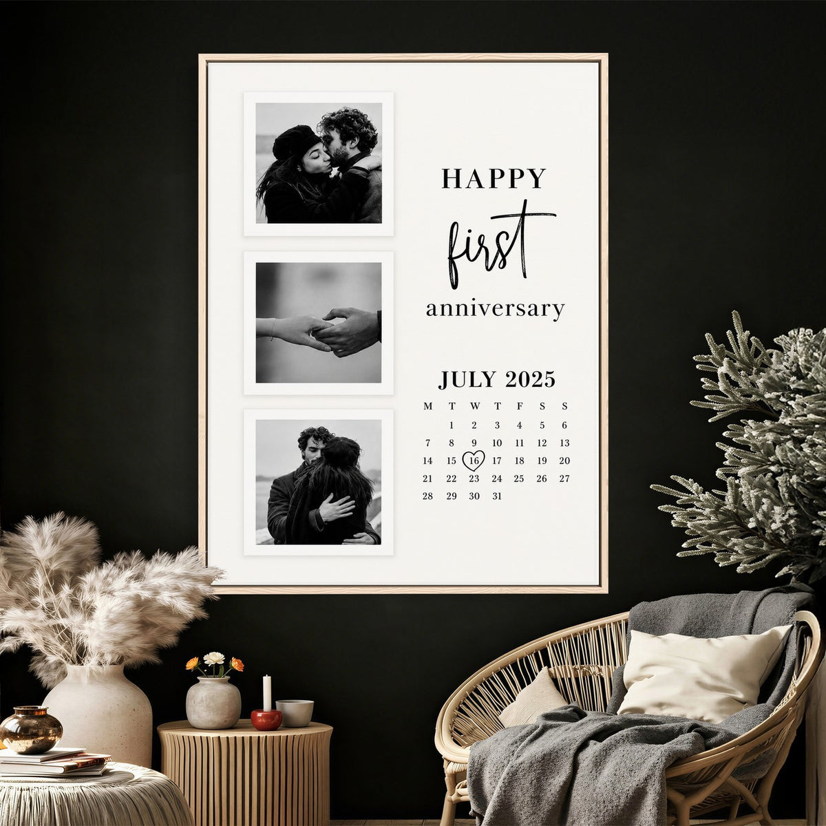Personalized first year anniversary gift wall art