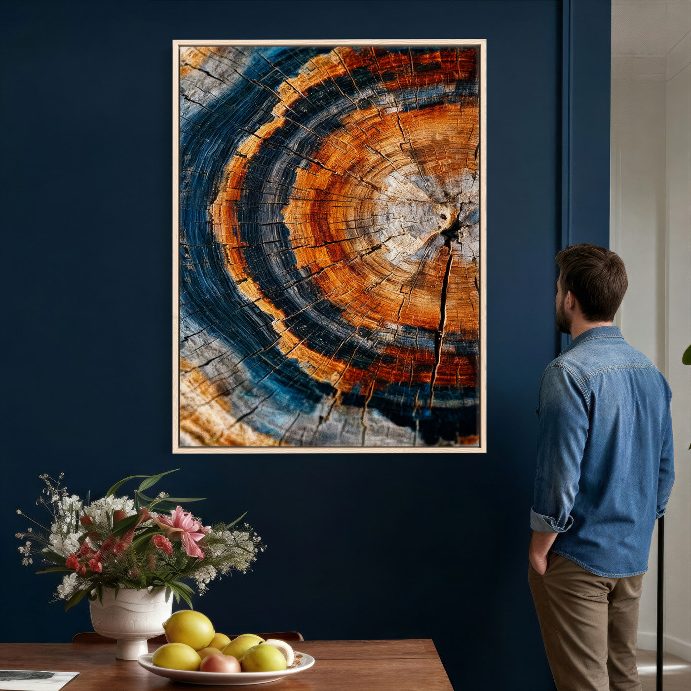 92693966C-MGV-CV-24X36 - Abstract Wood Grain Canvas Print, Tree Ring Pattern Wall Art, Framed Canvas Ready to Hang