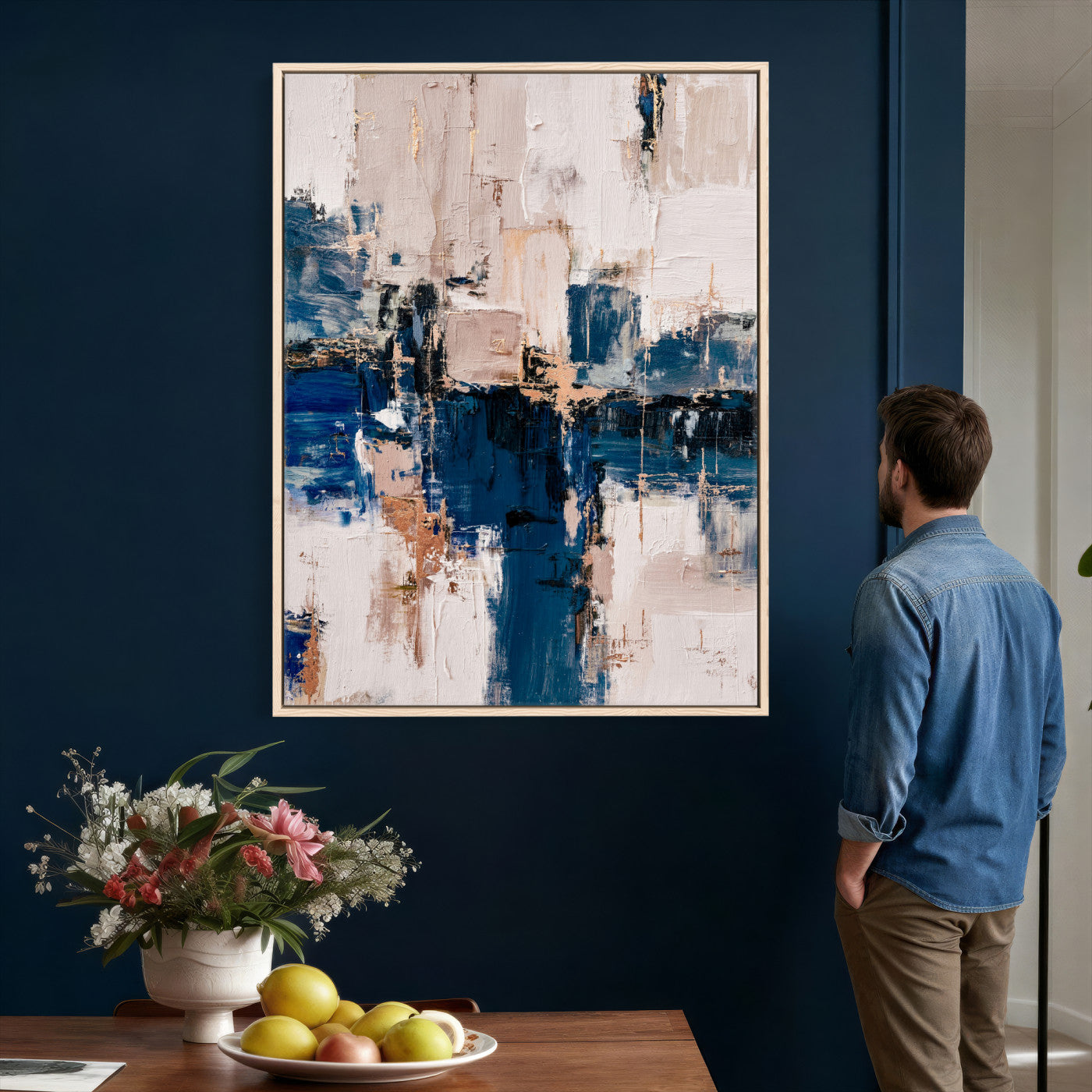 33344787-MGV-CV-24X36 - Abstract Navy Blue Wall Art Canvas Print