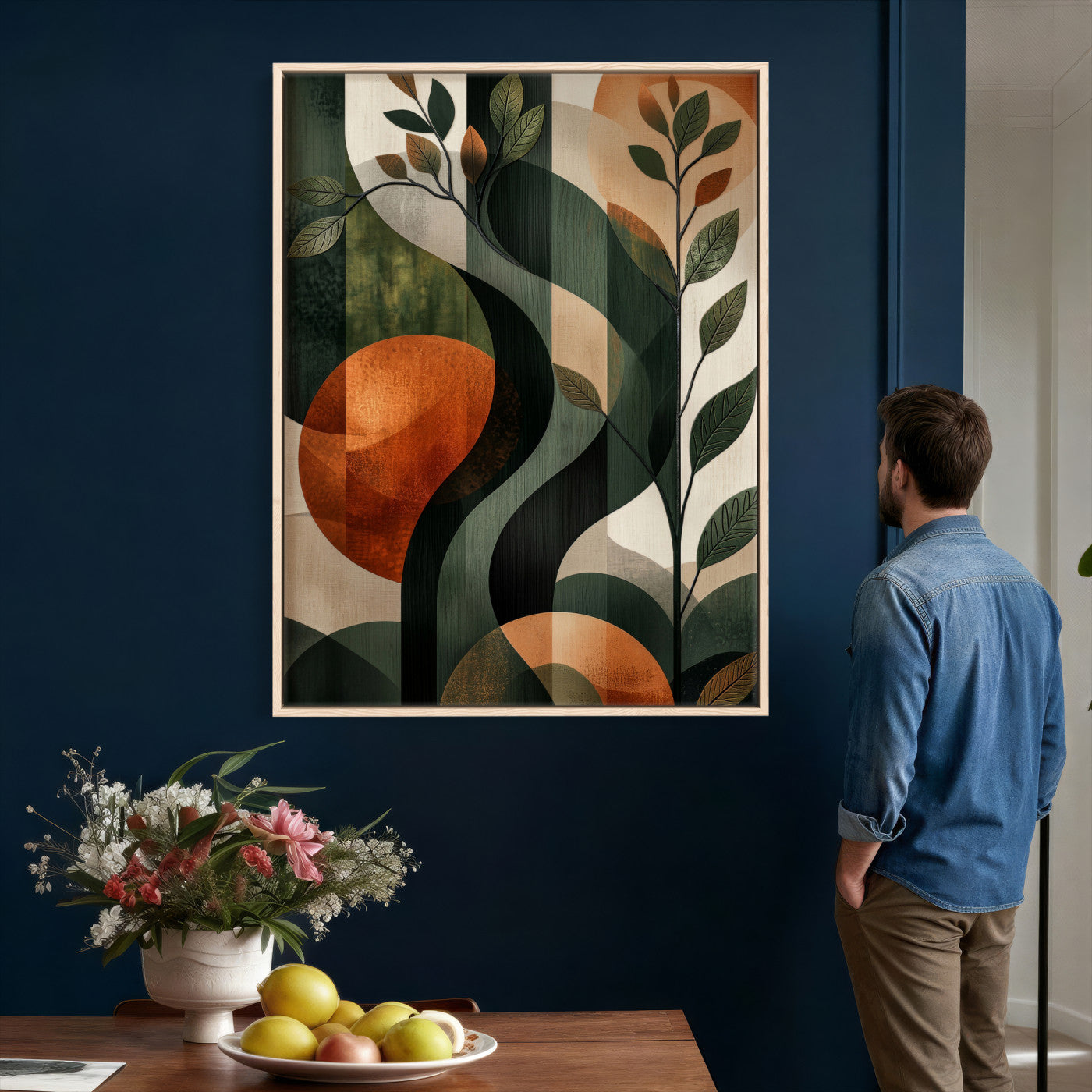 82797335-MGV-CV-24X36 - Abstract Green Flowers Wall Art Canvas Print