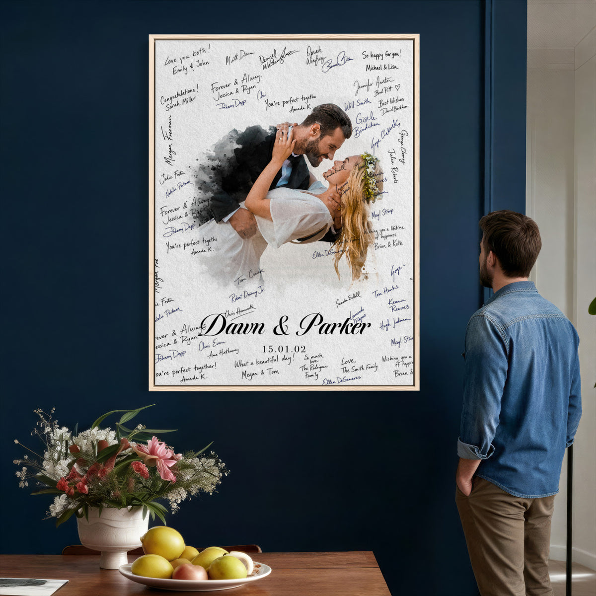 38010783-MGV-CV-24X36_GalleryWrapped - Wedding Guest Book Alternative Wall Art Canvas Print, Personalized Couple Photo Guestbook