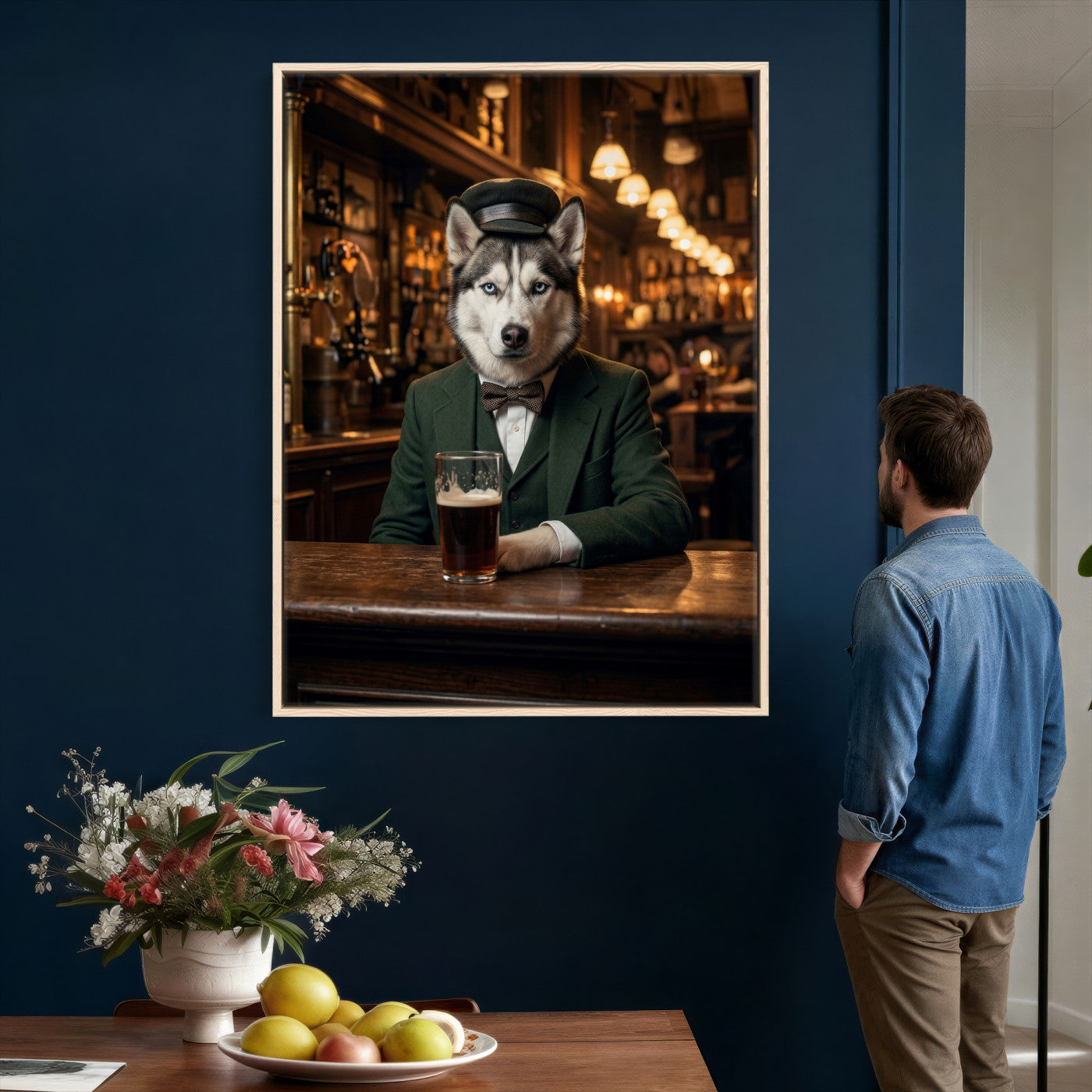 38460512H3-MGV-CV-24X36 - Custom Pet Portrait Canvas, Your Dog or Cat as a Dapper Human Character, Funny Personalized Animal Art