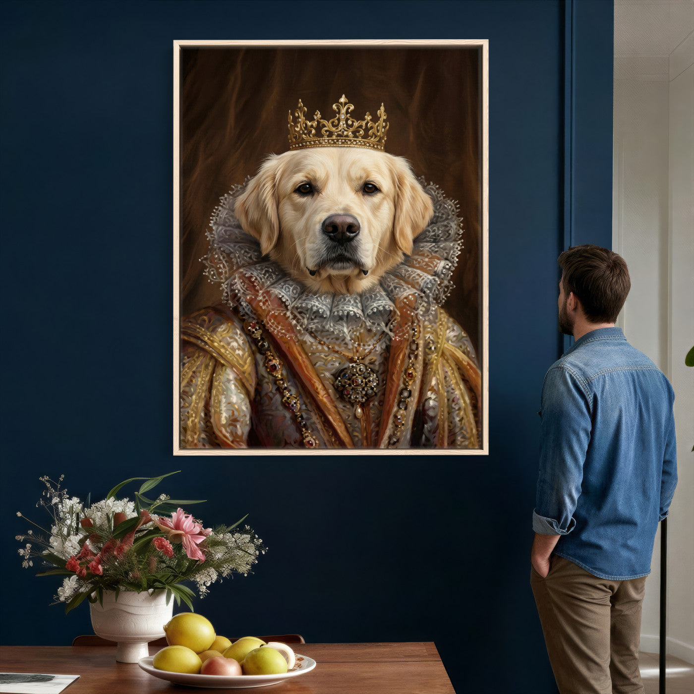 38460512L2-MGV-CV-24X36 - Custom Royal Pet Portrait Canvas, Your Dog or Cat as Queen King Aristocrat, Personalized Regal Animal Art