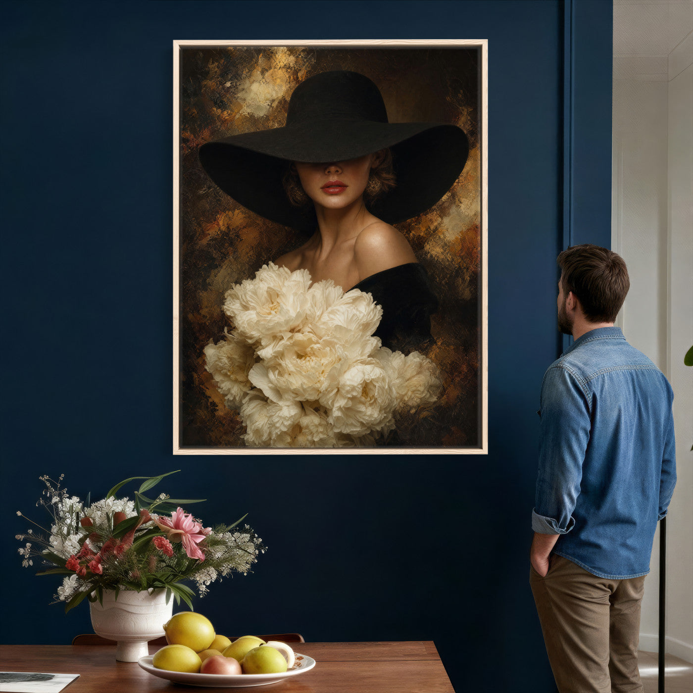 63967705-MGV-CV-24X36 - Glamour Woman Portrait Canvas Wall Art, Elegant Patel Women Portrait Print