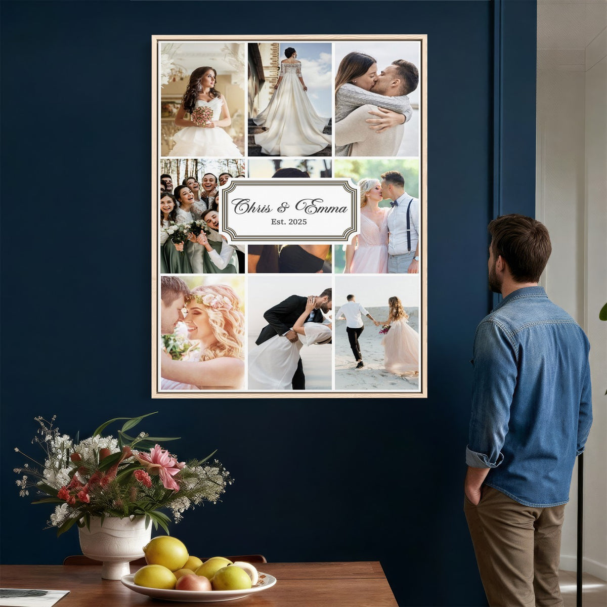 Personalized Wedding Photo Collage Canvas Print, Custom Couple Gift